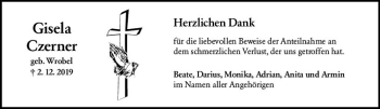 Traueranzeige von Gisela Czerner von vrm-trauer