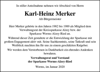 Traueranzeige von Karl-Heinz Merker von vrm-trauer