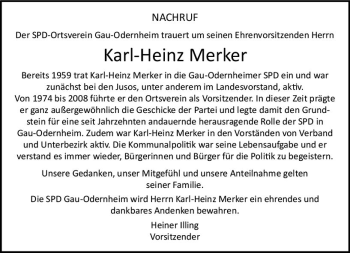 Traueranzeige von Karl-Heinz Merker von vrm-trauer