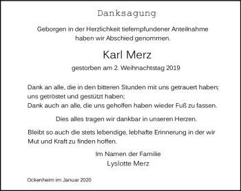 Traueranzeige von Karl Merz von vrm-trauer