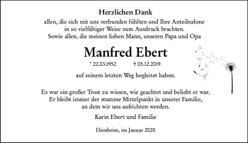 Traueranzeige von Manfred Ebert von vrm-trauer