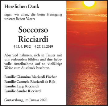 Traueranzeige von Soccorso Ricciardi von vrm-trauer