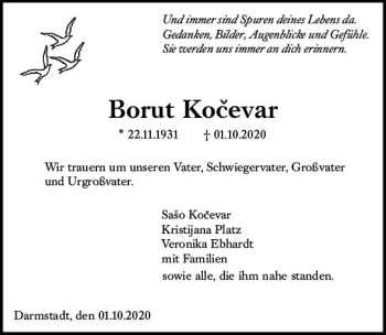 Traueranzeige von Borut Kocevar von vrm-trauer