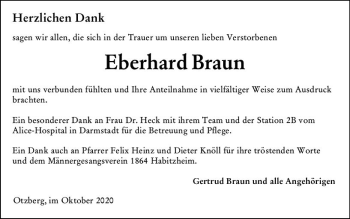 Traueranzeige von Eberhard Braun von vrm-trauer