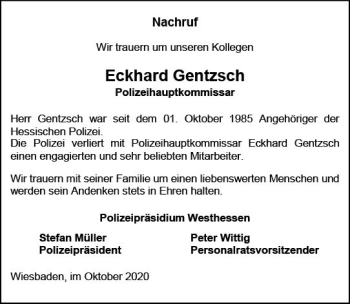Traueranzeige von Eckhard Gentzsch von vrm-trauer