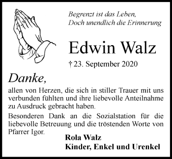 Traueranzeige von Edwin Walz von vrm-trauer
