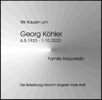 Traueranzeige von Georg Köhler von vrm-trauer