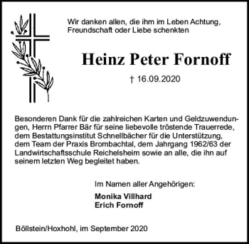 Traueranzeige von Heinz Peter Fornoff von vrm-trauer