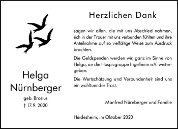 Traueranzeige von Helga Nürnberger von vrm-trauer