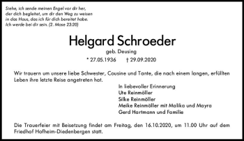 Traueranzeige von Helgard Schroeder von vrm-trauer