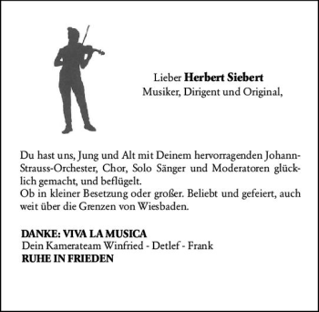 Traueranzeige von Herbert Siebert von vrm-trauer