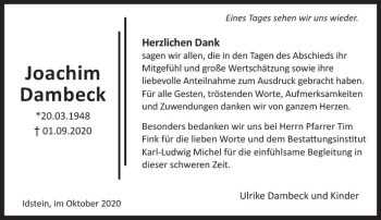 Traueranzeige von Joachim Dambeck von vrm-trauer