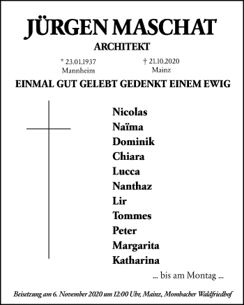 Traueranzeige von Jürgen Maschat von vrm-trauer