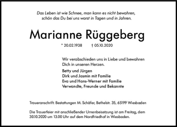 Traueranzeige von Marianne Rüggeberg von vrm-trauer