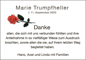 Traueranzeige von Marie Trumpfheller von vrm-trauer