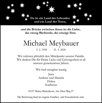 Traueranzeige von Michael Meybauer von vrm-trauer