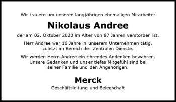 Traueranzeige von Nikolaus Andree von vrm-trauer