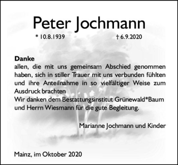 Traueranzeige von Peter Jochmann von vrm-trauer