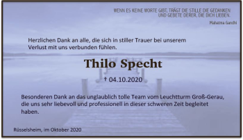 Traueranzeige von Thilo Specht von vrm-trauer