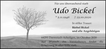 Traueranzeige von Udo Bickel von vrm-trauer