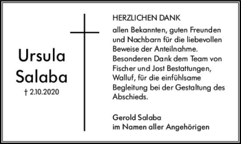 Traueranzeige von Ursula Salaba von vrm-trauer