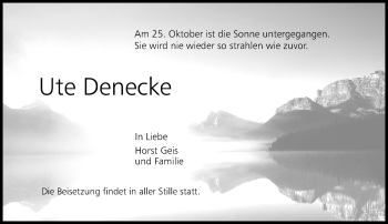 Traueranzeige von Ute Denecke von vrm-trauer