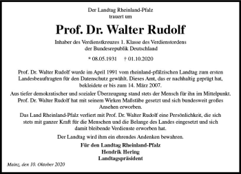 Traueranzeige von Walter Rudolf von vrm-trauer
