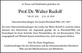 Traueranzeige von Walter Rudolf von vrm-trauer