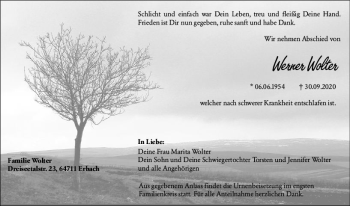 Traueranzeige von Werner Wolter von vrm-trauer