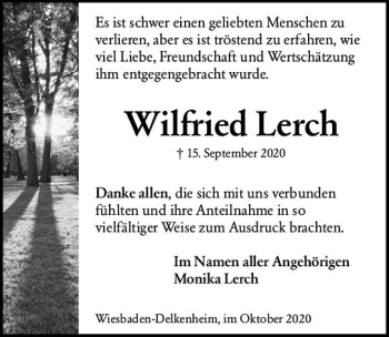 Traueranzeige von Wilfried Lerch von vrm-trauer