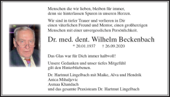 Traueranzeige von Wilhelm Beckenbach von vrm-trauer