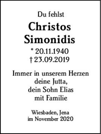 Traueranzeige von Christos Simonidis von vrm-trauer