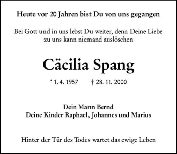 Traueranzeige von Cäcilia Spang von vrm-trauer