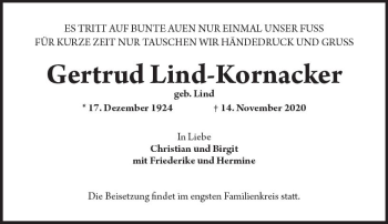 Traueranzeige von Gertrud Lind-Kornacker von vrm-trauer
