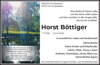 Traueranzeige von Horst Böttiger von vrm-trauer