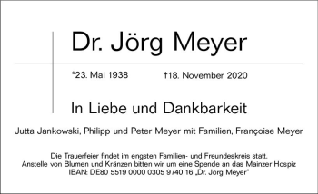 Traueranzeige von Jörg Meyer von vrm-trauer
