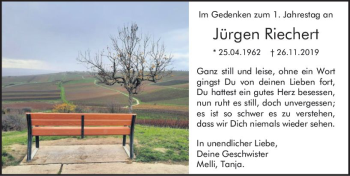 Traueranzeige von Jürgen Riechert von vrm-trauer