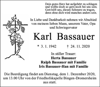 Traueranzeige von Karl Bassauer von vrm-trauer