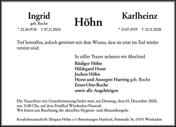 Traueranzeige von Karlheinz Höhn von vrm-trauer