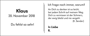 Traueranzeige von Klaus Höhler von vrm-trauer