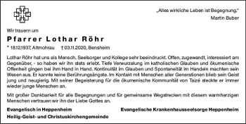 Traueranzeige von Lothar Röhr von vrm-trauer