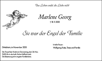 Traueranzeige von Marlene Georg von vrm-trauer