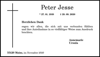 Traueranzeige von Peter Jesse von vrm-trauer