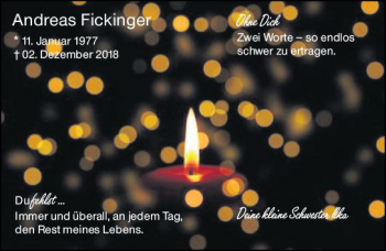 Traueranzeige von Andreas Fickinger von vrm-trauer