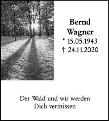 Traueranzeige von Bernd Wagner von vrm-trauer