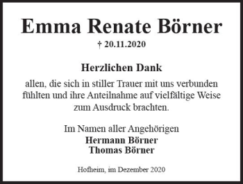 Traueranzeige von Emma Renate Börner von vrm-trauer