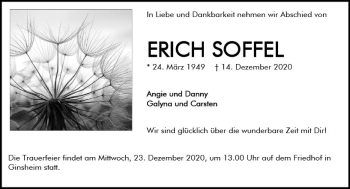 Traueranzeige von Erich Soffel von vrm-trauer