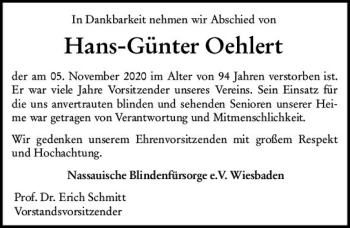 Traueranzeige von Hans-Günter Oehlert von vrm-trauer