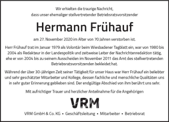 Traueranzeige von Hermann Frühauf von vrm-trauer