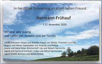 Traueranzeige von Hermann Frühauf von vrm-trauer
